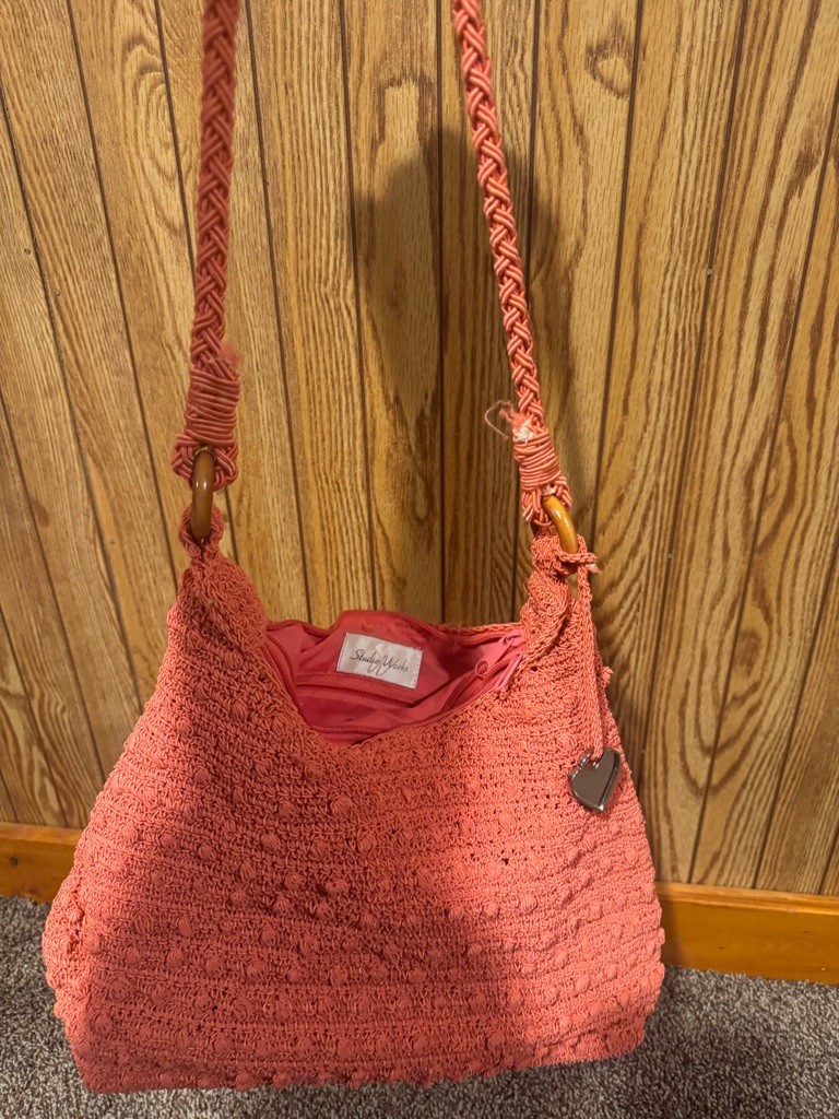 Studio Works Coral Crochet Shoulder Bag With Braided Strap